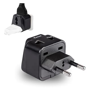 OREI India to Europe Adapter, Russia, Turkey & More - Type C - 2 in 1 - Perfect for Laptop, Camera Charger and More- CE, RoHS - Black - 5 Years Warranty