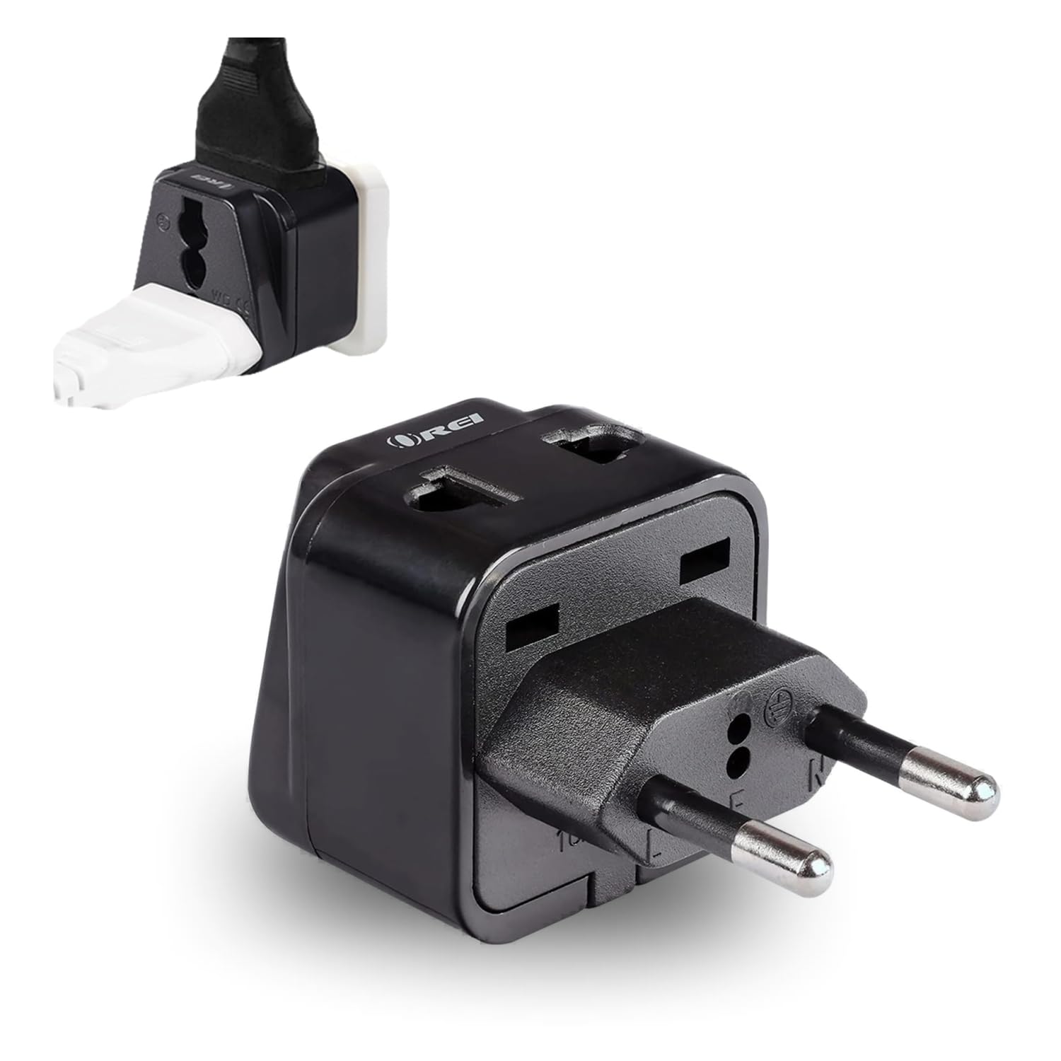 Orei India to Europe Adapter, Russia, Turkey & More - Type C - 2 in 1 - Perfect for Laptop, Camera Charger and More- CE, RoHS - Black - 5 Years Warranty-picture-23
