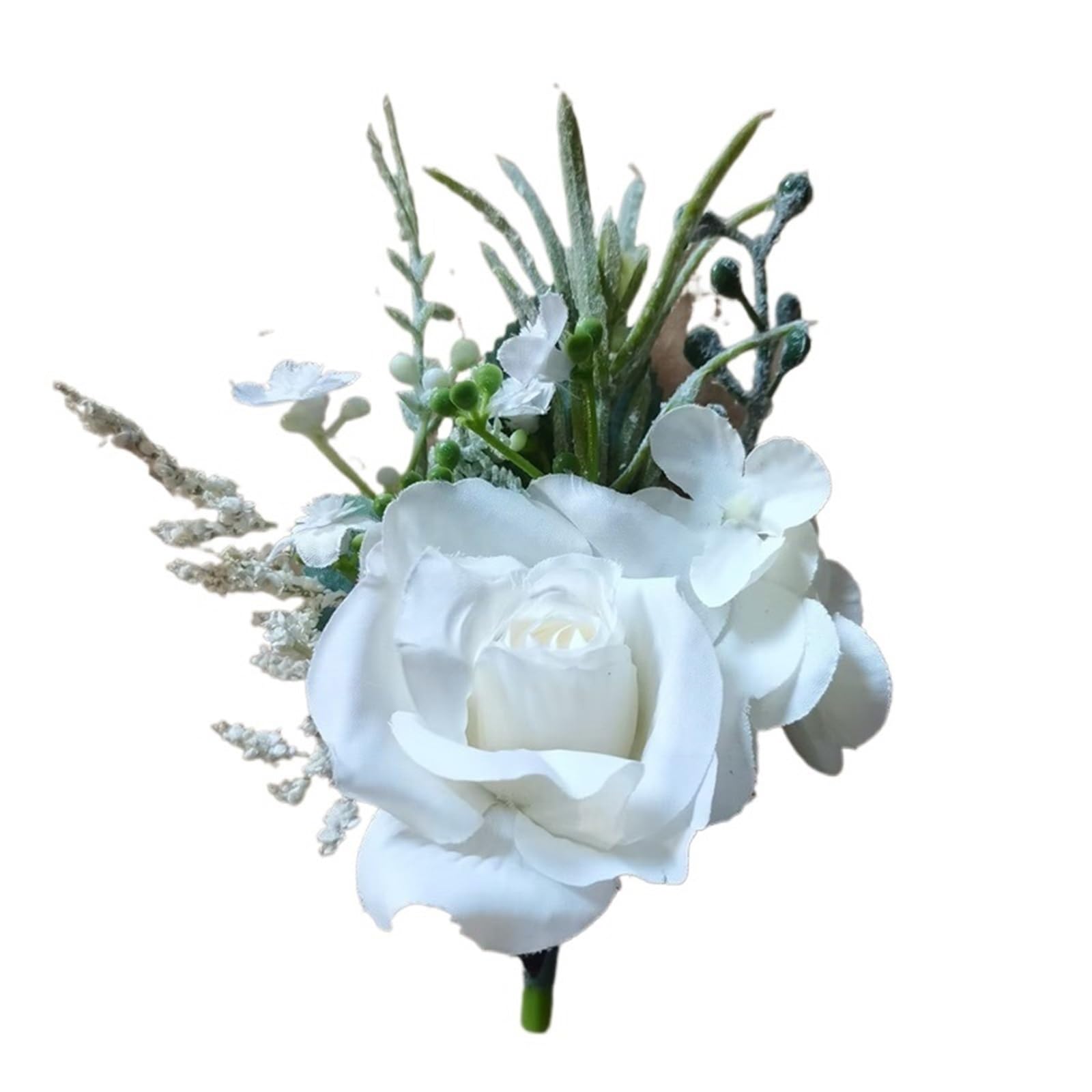 WTAXBH Corsages for Weddings 3pcs Beige Boutonnieres Flowers Silk White Corsage Buttonhole Groomsmen Boutonniere For Men Wedding Accessories(Boutonniere E)