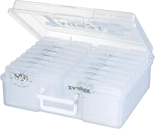 novelinks 4" x 6" Photo Storage Box Photo Case with Handle-16 Inner Photo Keeper Photo Organizer Picture Storage Containers Box (Panda Style Teddy Bear)