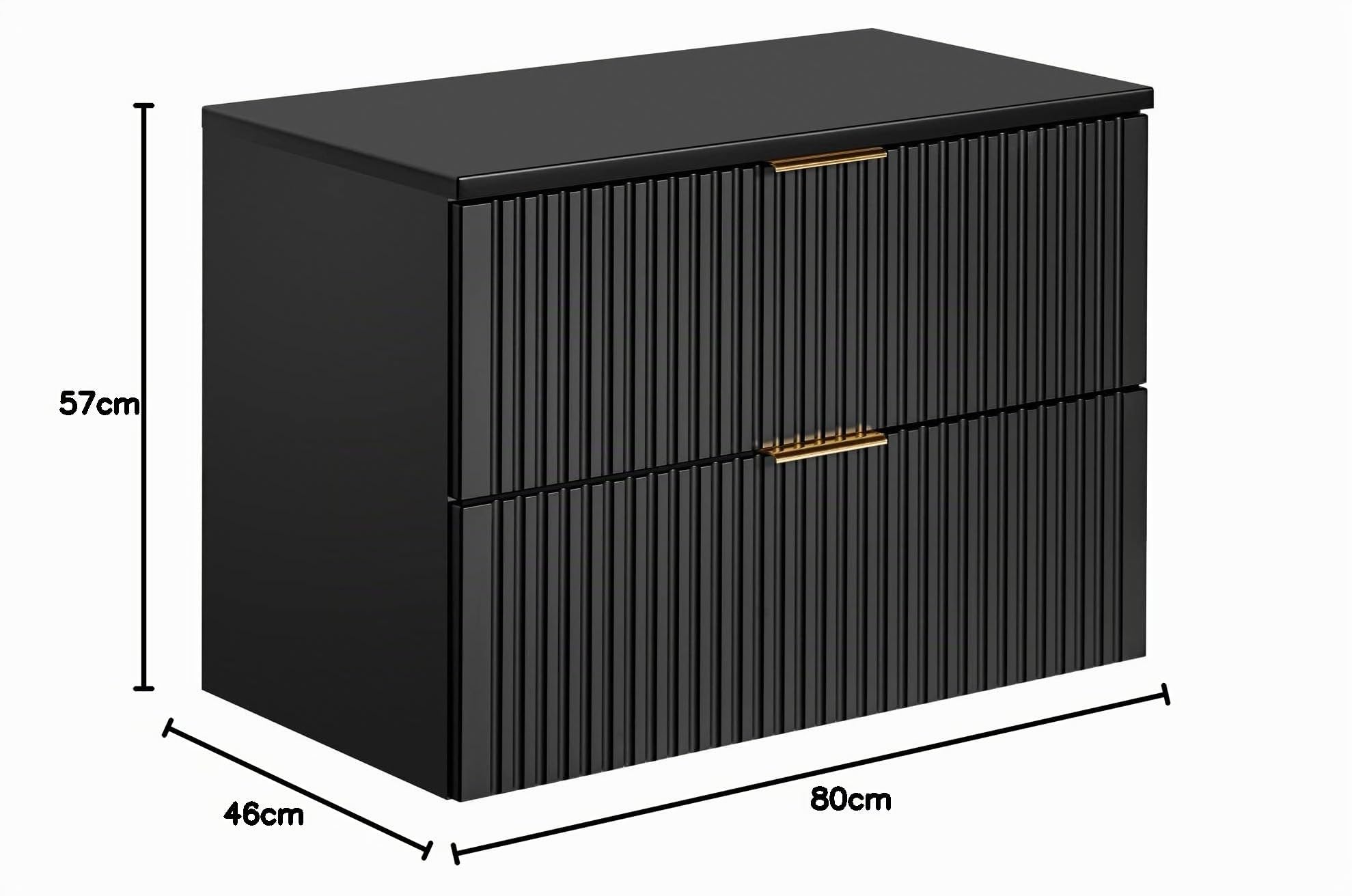PIASKI Mueble de Lavabo ADEL Black 80 cm, Con Encimera o Lavabo Empotrado, Negro, Para Baño