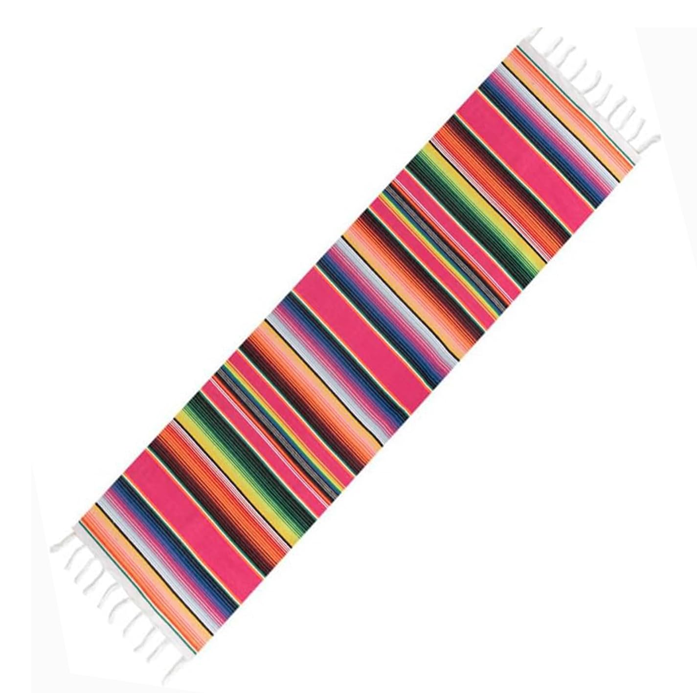 Mexican Serape Table Runner,Handwoven Cotton Serape Runners for Mexican Party Wedding Decorations Outdoor Picnics Dining Table,Fringe Cotton Handwoven Table Runners(35*215cm)