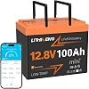12V 100Ah LiFePO4 Bluetooth Battery, 12V 100Ah Mini Lithium Battery Built-in 100A BMS with Low-Temp Protection, Max. 15000 Cycles, Perfect for Trolling Motor, RV, Solar System, Off-Grid