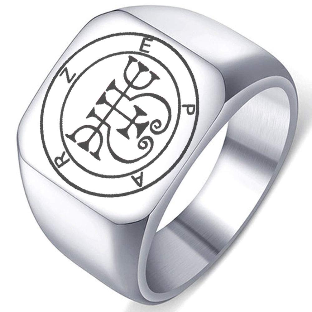 Laser Engraved Demon Zepar Goetic Seal Lesser Key of King Solomon Stainless Steel Ring