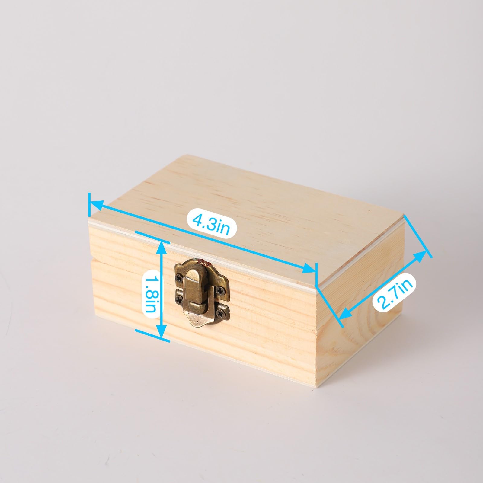 12 cajas de madera pequeñas para manualidades, 4.3 x 2.3 x 1.8 pulgadas, caja de madera sin terminar con tapa, caja de recuerdo para almacenamiento de joyas, manualidades