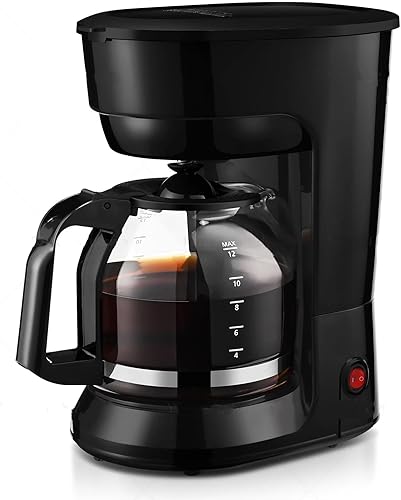 Miniatura 2 de Cafetera de goteo negra de 12 tazas, apagado automático programable y pausa de preparación, jarra de vidrio con mango ergonómico, diseño compacto