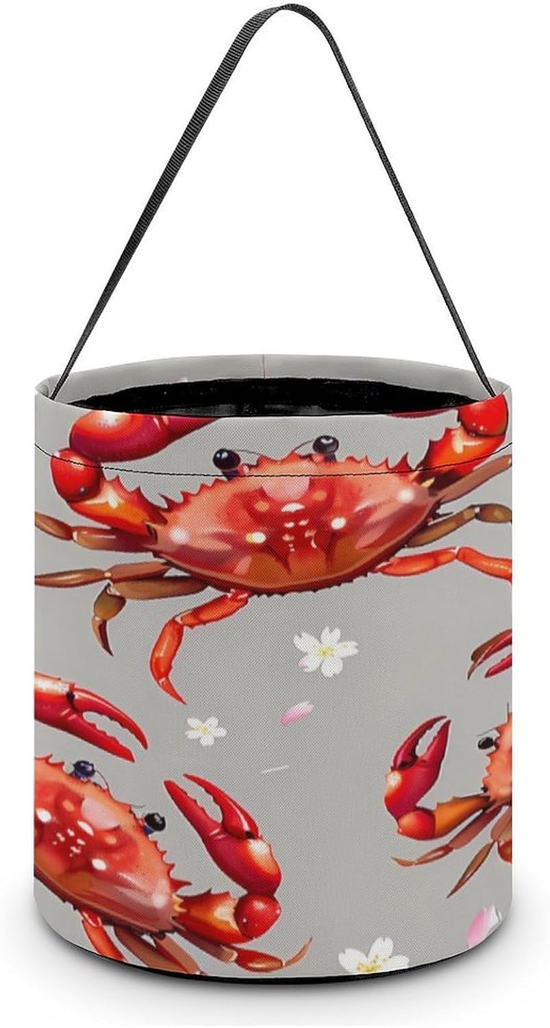 Seafood Marine Crabs Cherry Flowers Halloween Treat Bag Reusable Candy Basket Tote Goody Bags Gift Party