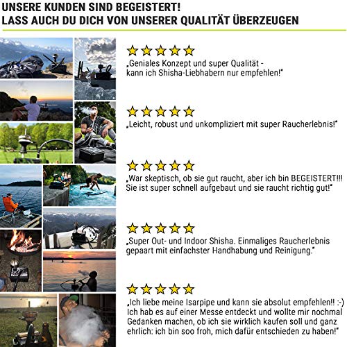 IsarPipes Shisha to go Komplett-Set inkl. Zubehör | bruchsichere Wasserpfeife zum mitnehmen | Humming Bird Design | Mini… – Bild 8