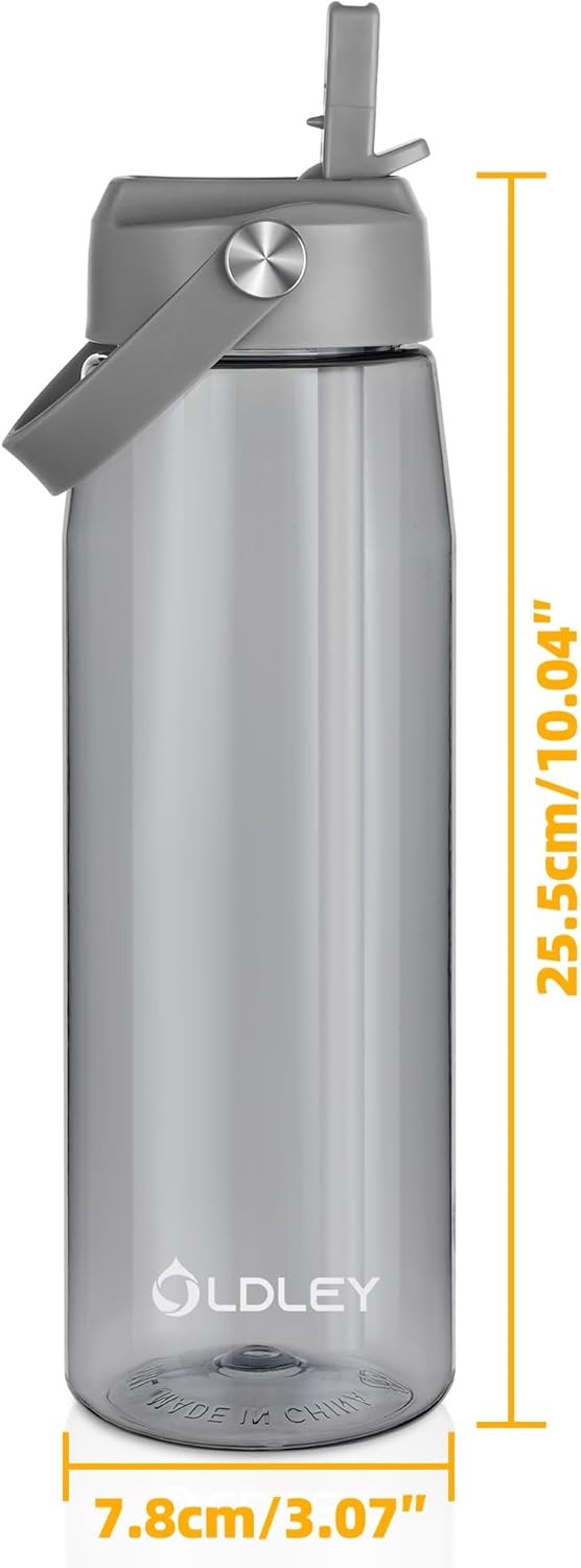 OLDLEY 32 oz Water Bottle with Straw, Leakproof Sports Water Bottle with Carry Strap, BPA-Free Large Water Bottles for Home,Travel, School, Outdoors, Gym, Tritan, Gray - Image 6