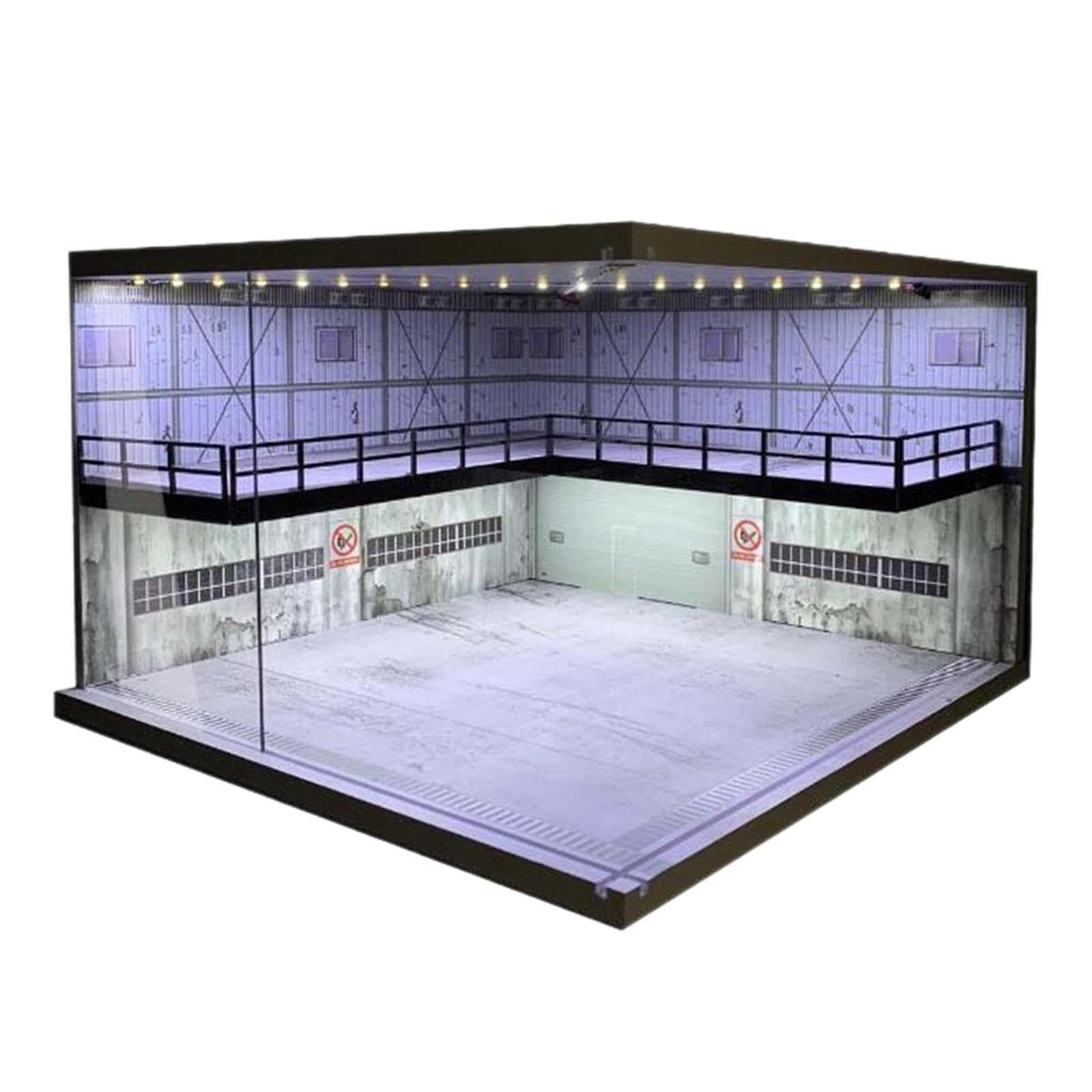 Fantastische Vitrine mit LED Beleuchtung für Modellautos im Maßstab 1:64. Die doppelstöckige Ausstellungshalle eignet Sich hervorragend zur Aufbewahrung und, Blauer Ziegelstein