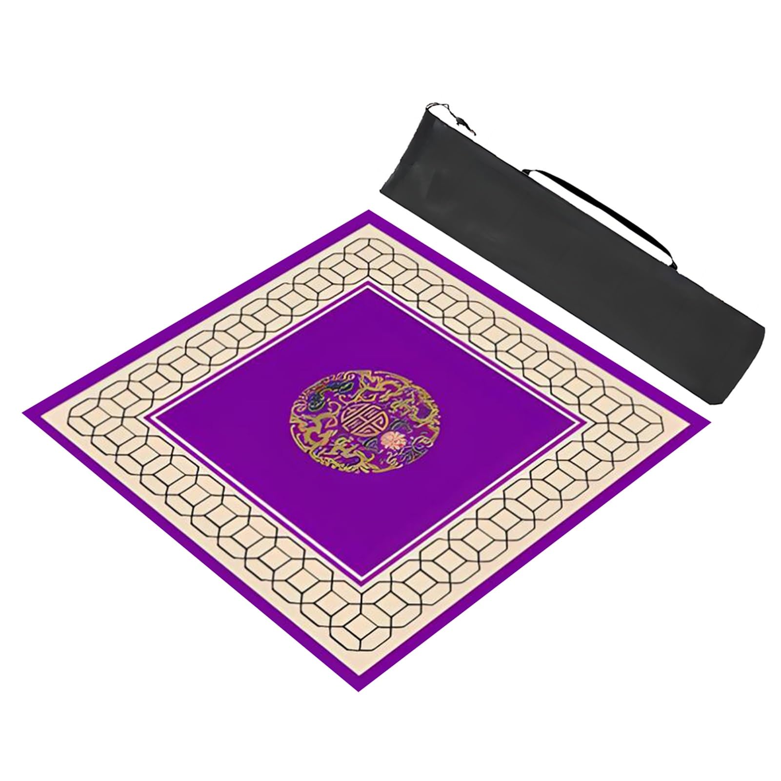 Maty do pokera, Mata stołowa Majiang, kwadratowa mata do gry w mahjonga z torbą przechowywania(Purple,60x60cm (23.62x23.62in))