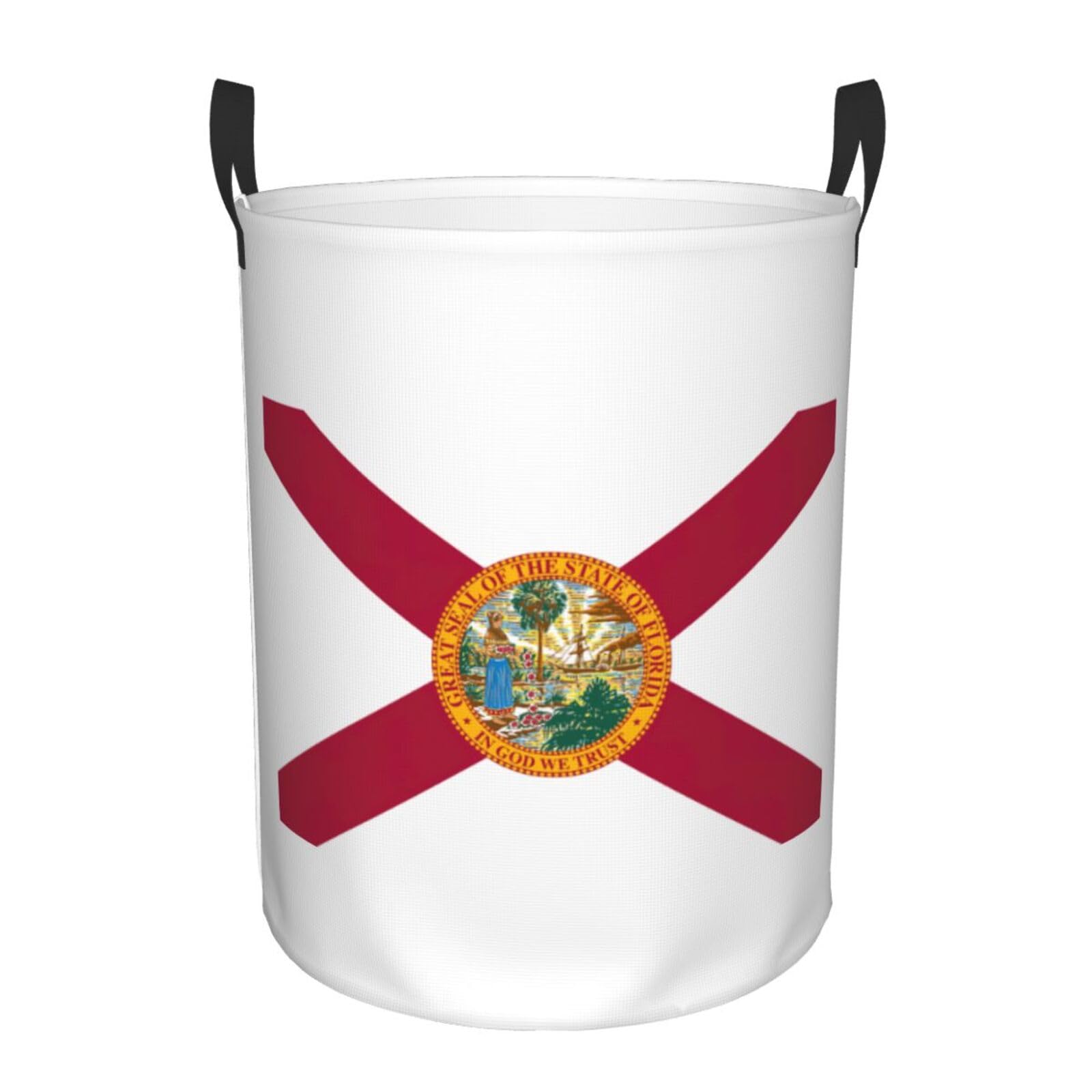 Panier à linge rond drapeau de Floride étanche pour chambre
