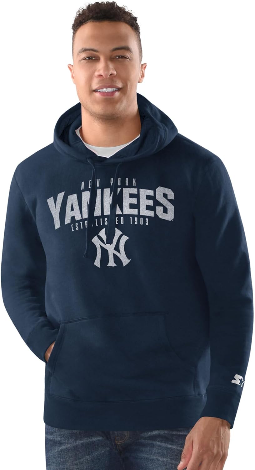Starter MLB Men's Classic Distressed Pullover Hoody Sweatshirt