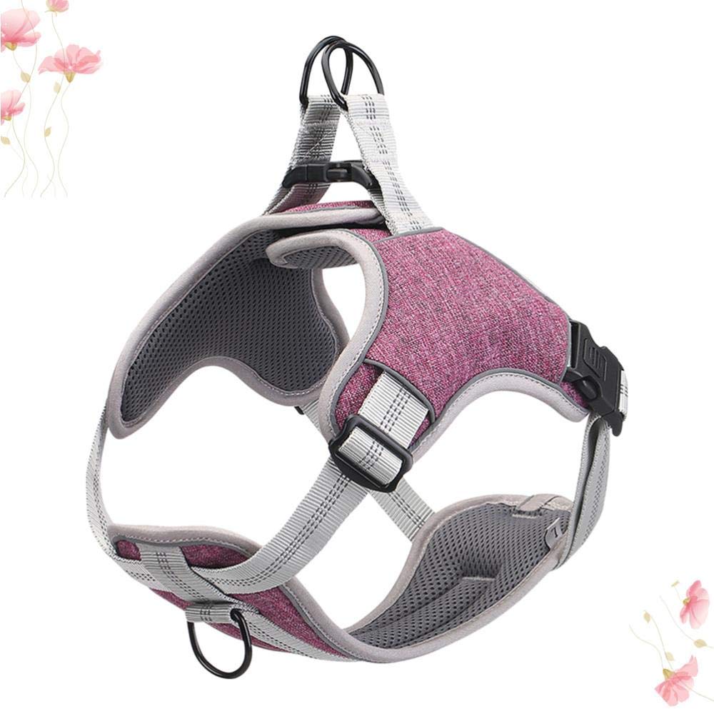 NX Pettorina regolabile per cani traspirante tipo gilet per animali domestici petto posteriore riflettente anti-tiro imbracatura per cani (viola taglia S) L viola