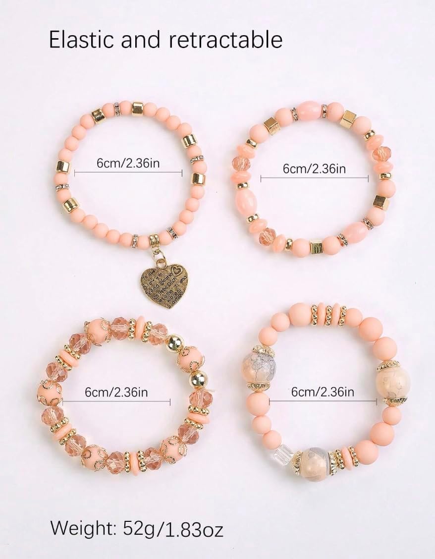 Women Beaded Bracelet Set | Colorful Boho Stackable Trendy Design with Crystal Accents Multilayer Bangle Bracelet | Fashion Stretch Braclets Jewelry for Women image 3