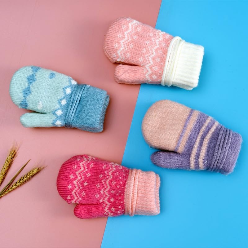 Kid's Knitted Mittens with Rope - Soft, Warm Winter Mittens for Kidsfor 3-5 years - Image 7