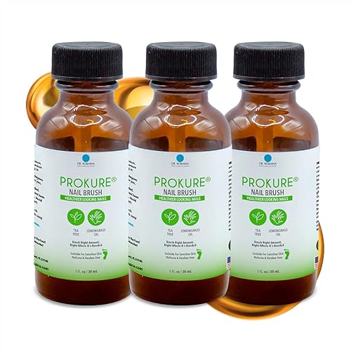 PROKURE Cepillo natural para uñas saludables (1 onza líquida), alivio de hongos y dermatitis en las uñas (paquete de 3)