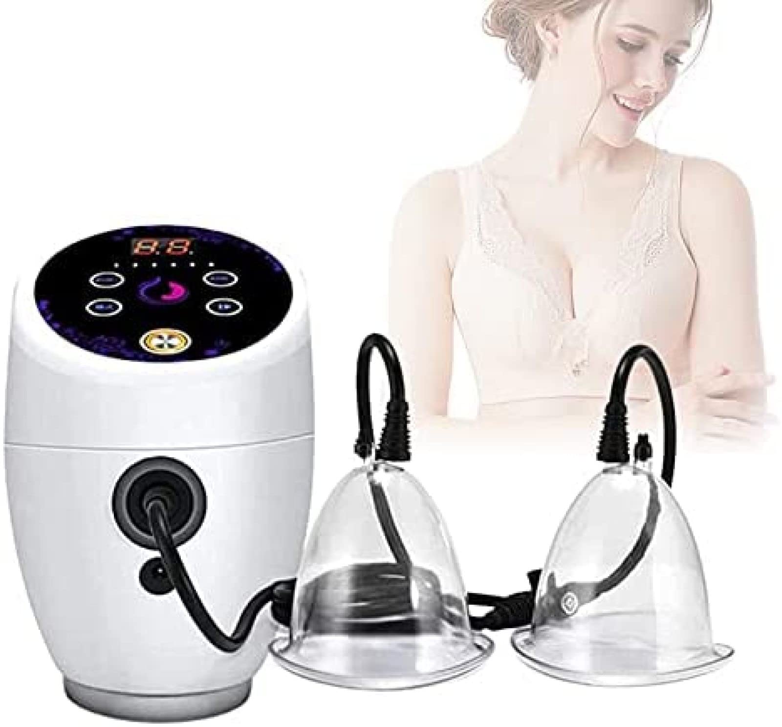 Bor Machine D'augmentation Mammaire Électrique, Masseur Mammaire Électrique, Agrandisseur Mammaire Multifonctionnel, Soins des Seins Ensemble Complet À 360 Degrés 6 Modes Réglables,YUYANAIAI