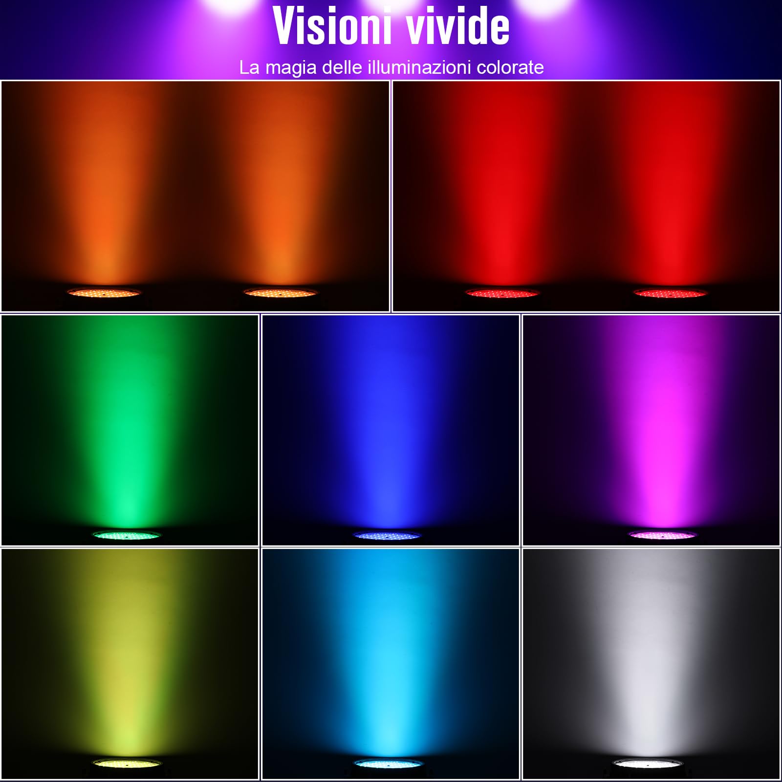 Luce da Palco High CRI BETOPPER 200W Par LED, RGBW 4-in-1 Ultra-luminosa, CRI/RA>90, fino a 5000 Lm, Luce per DJ, Discoteca, Fotografia, Video, Matrimonio, Show (2Pz)
