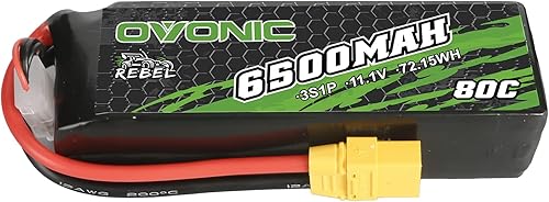 OVONIC Lipo Batería 80C 6500mah 3S 11.1V Hardcase con XT90 Plug para Arrma Rc batería de coche
