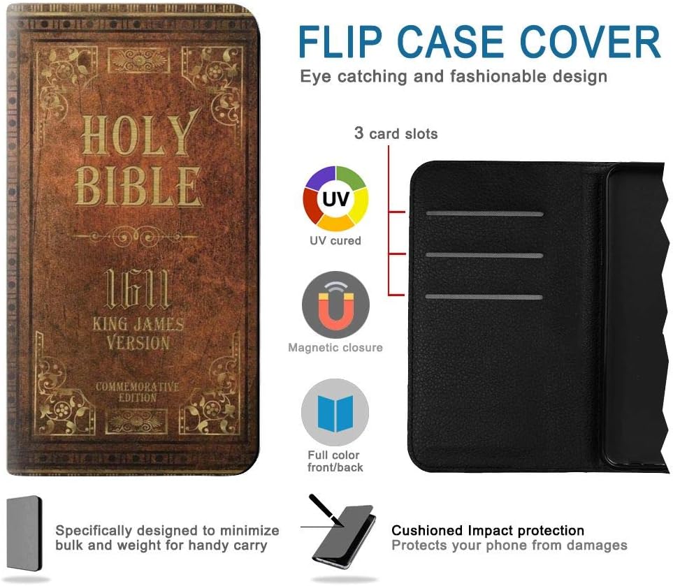 RW2890 Holy Bible 1611 King James Version PU Leather Flip Case Cover for iPhone 11