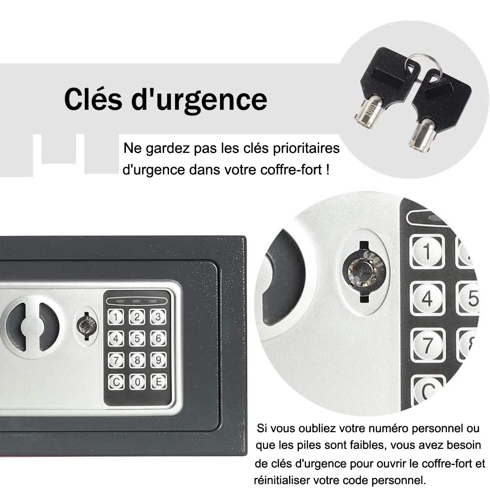 Coffre-fort électronique LESHP 4,6L – Gris – Étanche – Neuf