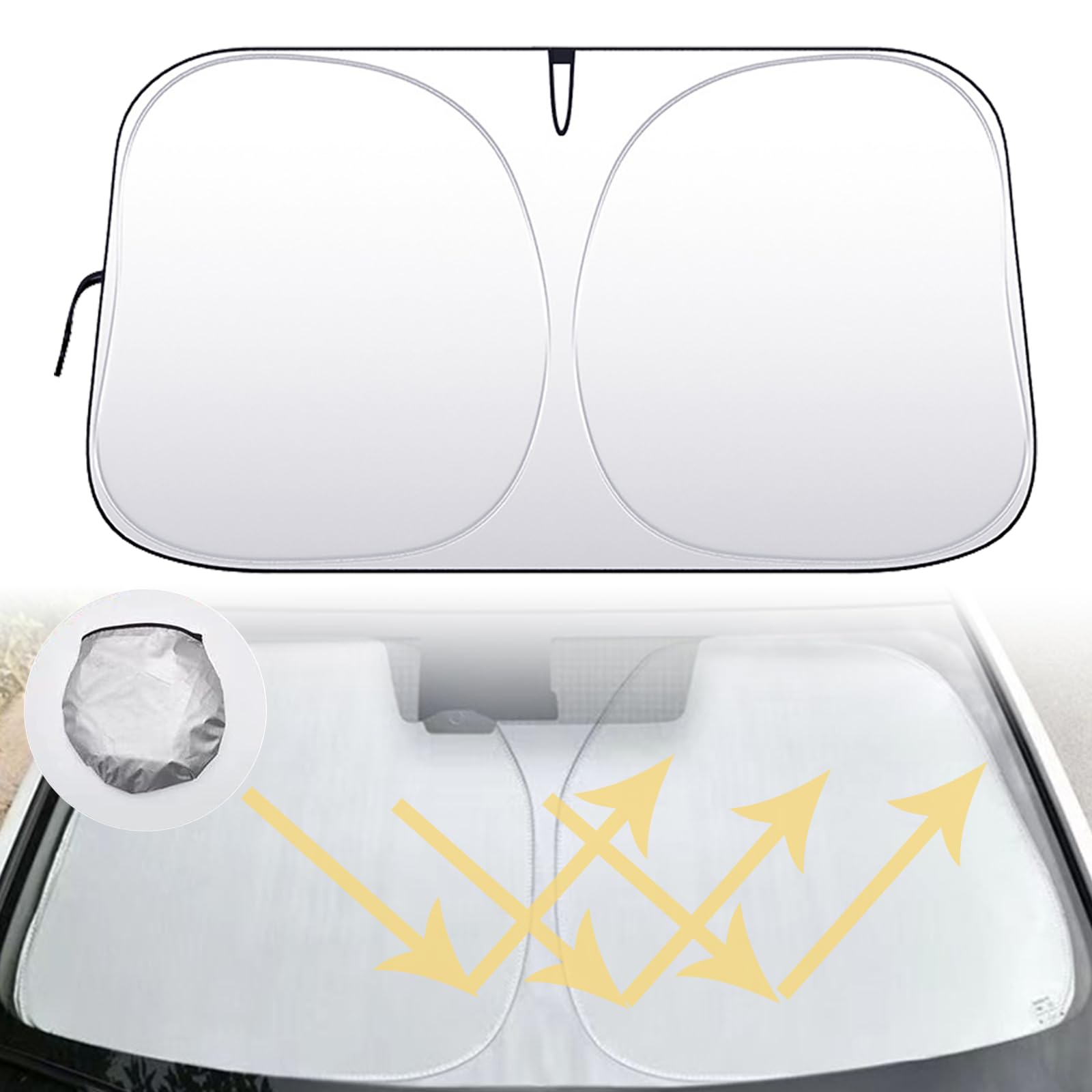 Parasol Delantero Coche, Protector Solar Cubierta de Parabrisas, Cubierta de Parabrisas Plegable, Parasol Coche Delantero,Coche Sol Sombra, Parabrisas Delantero, para automóvil, 140x70cm