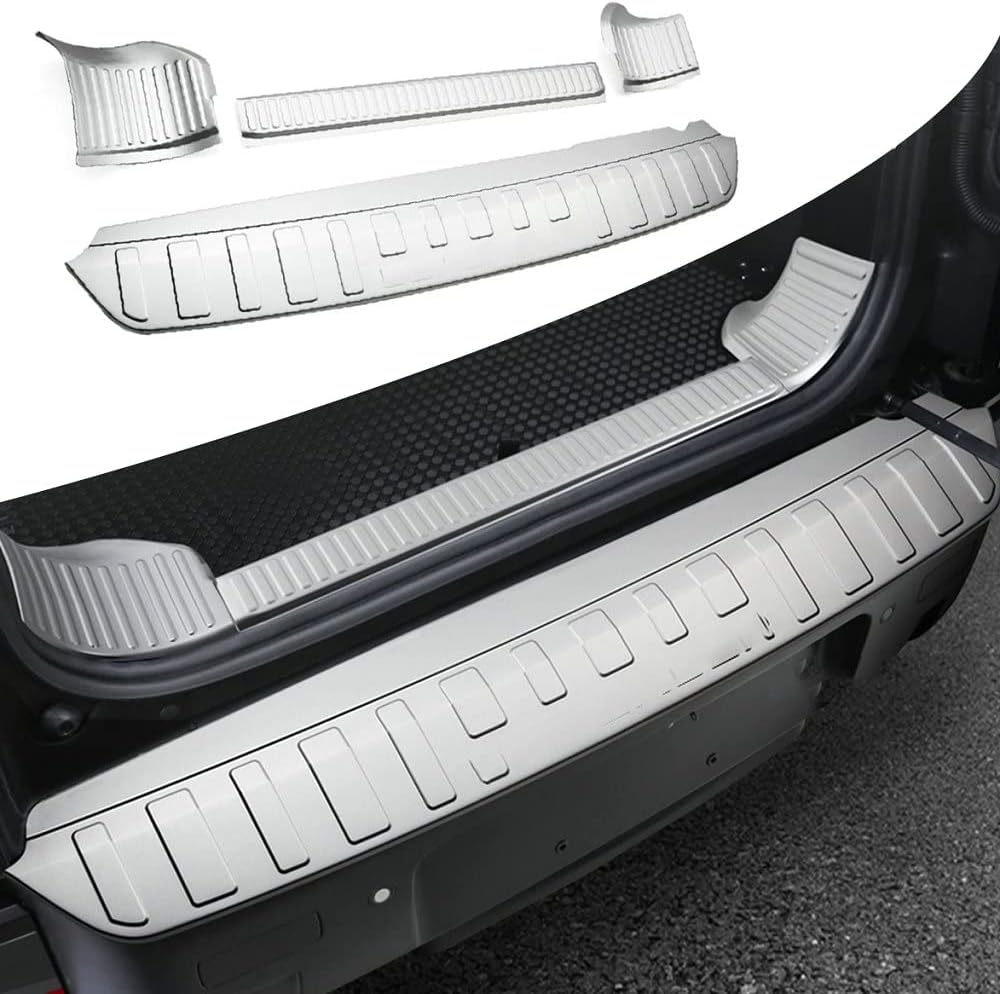 4PCS Rear Door Plate Scuff Sill Moulding Trim Fits for Defender 90 110 L851 L663 2020-2023 Inside & Outside (Silver)