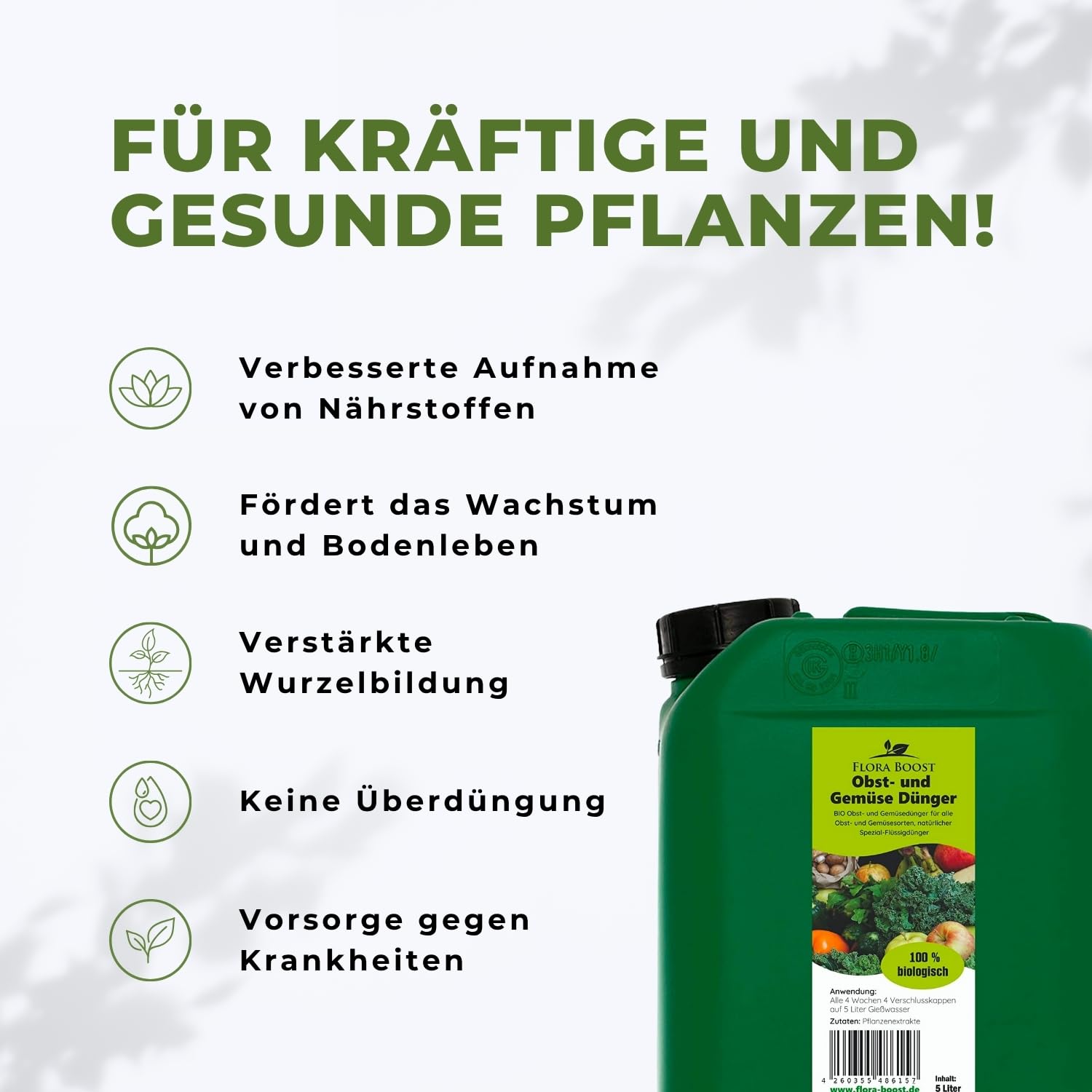 Flora Boost Obst und Gemüse Dünger Flora Boost 5000ml I Für bis zu 1000L Gießwasser I Dünger für alle Obst & Gemüse Pflanzen I Flüssiger Blatt- & Wurzeldünger I 100% natürlicher Pflanzendünger