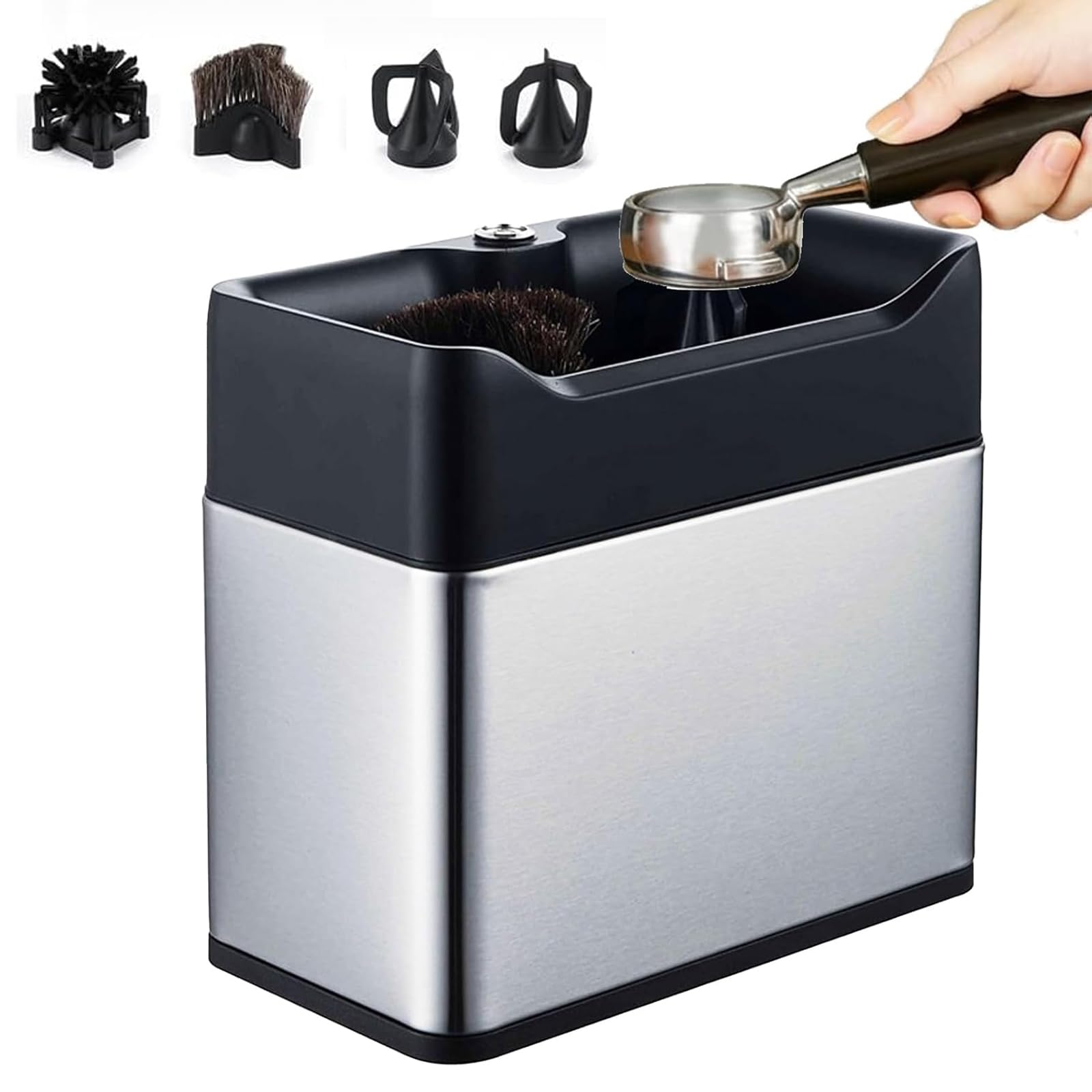 Kit de Limpieza para portafiltros de café de 58 mm (Limpiador/Cepillo) | Limpiador automático de posos de café, kit profesional de limpieza profunda de espresso, para máquina(gray)