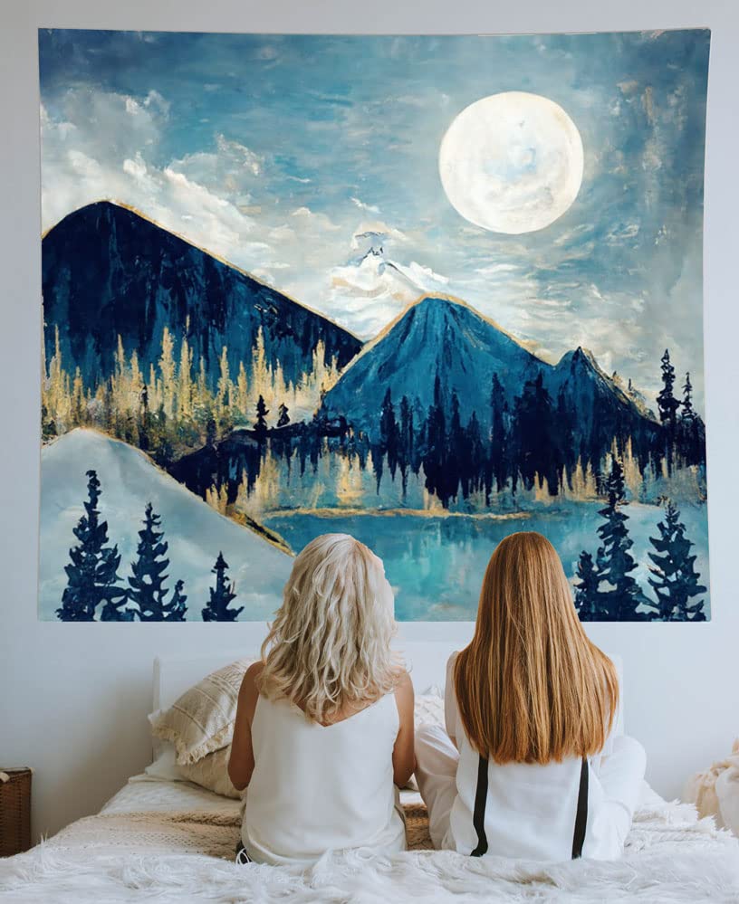 YISUMEI Mountain Forest Tree Moon Nature Boho Landscape Ceiling Tapestry Wall Hanging for Bedroom Aesthetic Living Room College Dorm Wall Decor(L/150x200cm/60x80inch) - Image 4