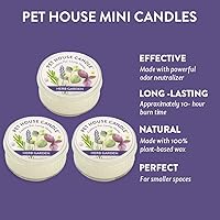 Vista 2 de Pet House - Mini velas para olor de mascotas hechas con cera de soja natural, a base de plantas, aromáticas aptas para perros y gatos, paquete de 3