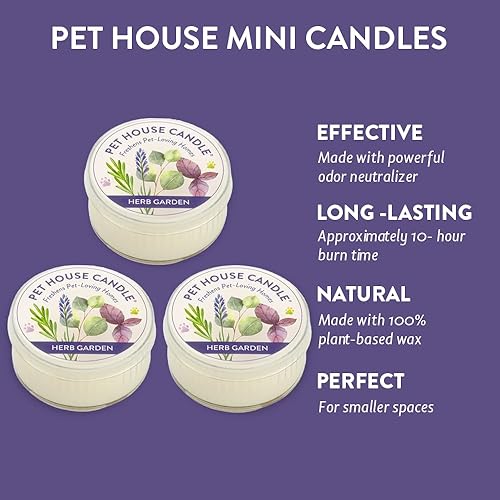 Miniatura 2 de Pet House - Mini velas para olor de mascotas hechas con cera de soja natural, a base de plantas, aromáticas aptas para perros y gatos, paquete de 3