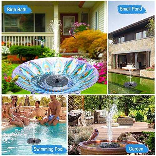 Solar Springbrunnen, Solar Teichpumpe mit 5 Effekte Solar Wasserpumpe Solar schwimmender Fontäne Pumpe für Gartenteich Oder Springbrunnen Vogel-Bad Fisch-Behälter