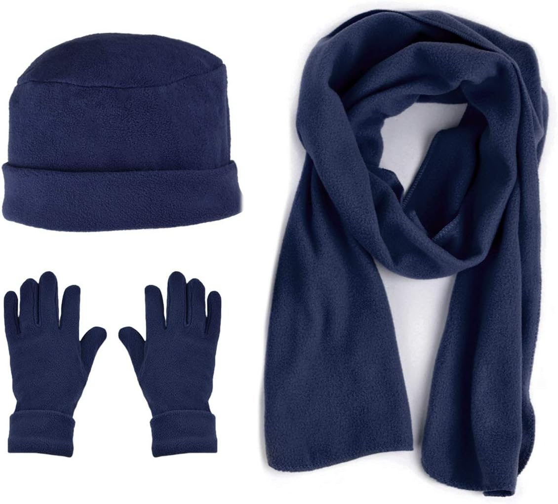 Nollia Women's Winter Fleece Winter Set-Polyester Fleece Hat, Gloves, and Scarf Set for Cold Weather
