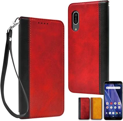 Amazon Co Jp シズカウィル Shizukawill Aquos Sense3 手帳型ケース Shv45 Sh 02m Sense3 Lite Sh Rm12 センス3 Lite ケース カバー シンプル 本革調 ケース バイカラー ボルドーレッド ブラック カード収納あり ストラップホール ストラップ付 アクオス センス3 ケース