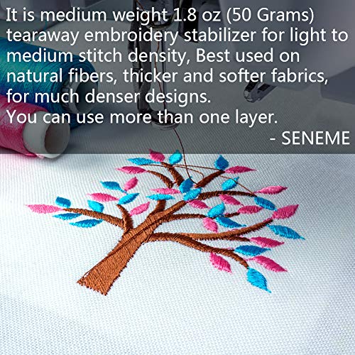 Seneme Tear Away Embroidery Stabilizer (12 In X 50 Yd), Stabilizer For Embroidery Fits 6X10 Hoops - Medium 1.8 Oz Tearaway Mesh Embroidery Stabilizer - Machine Embroidery Stabilizers And Hand Sewing #TOP4