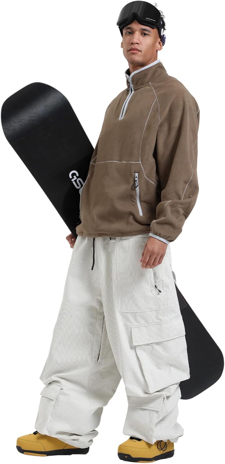 GSOU SNOW Womens Mens Baggy Snow Pants Cargo Snowboard Pants Ski Super Loose Sport Outdoor Insulation Waterproof