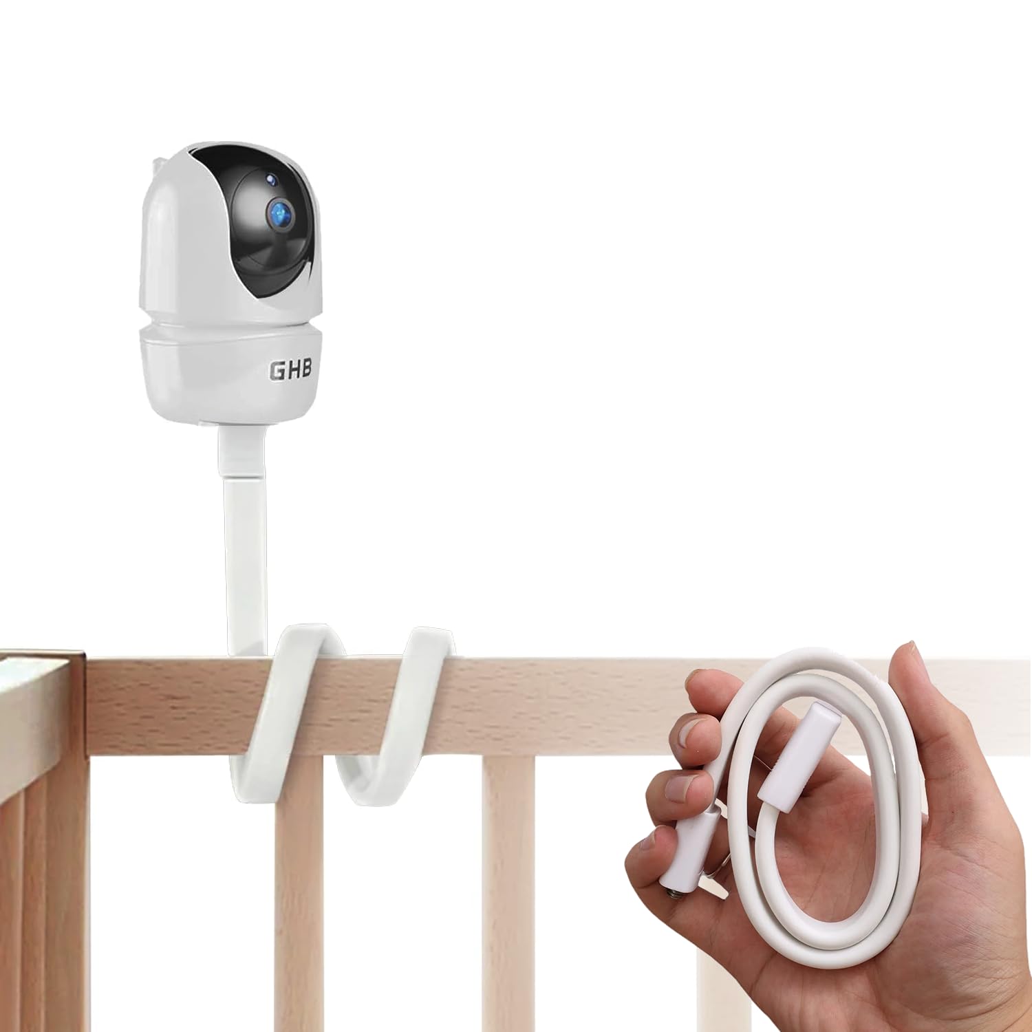 Halterung für GHB Babyphone Kamera (GHB ABM700C, ABM720C, SM50B, VB807) – Flexible, Faltbar & Ohne Bohren für Krippe, Kompatibel mit 1/4 Zoll Gewinde