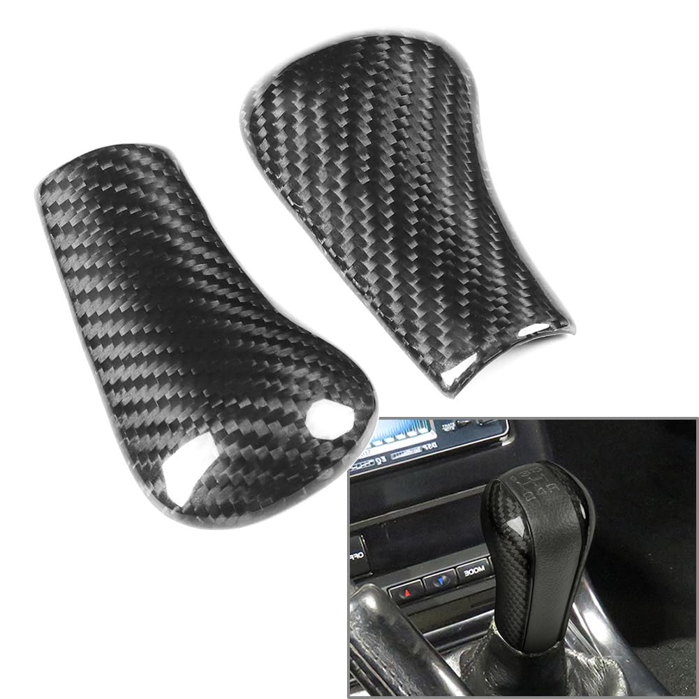 2 Stück Auto Carbon Fiber Konsole Schaltknauf Abdeckung Für GTR R32 R33 R34, schwarz