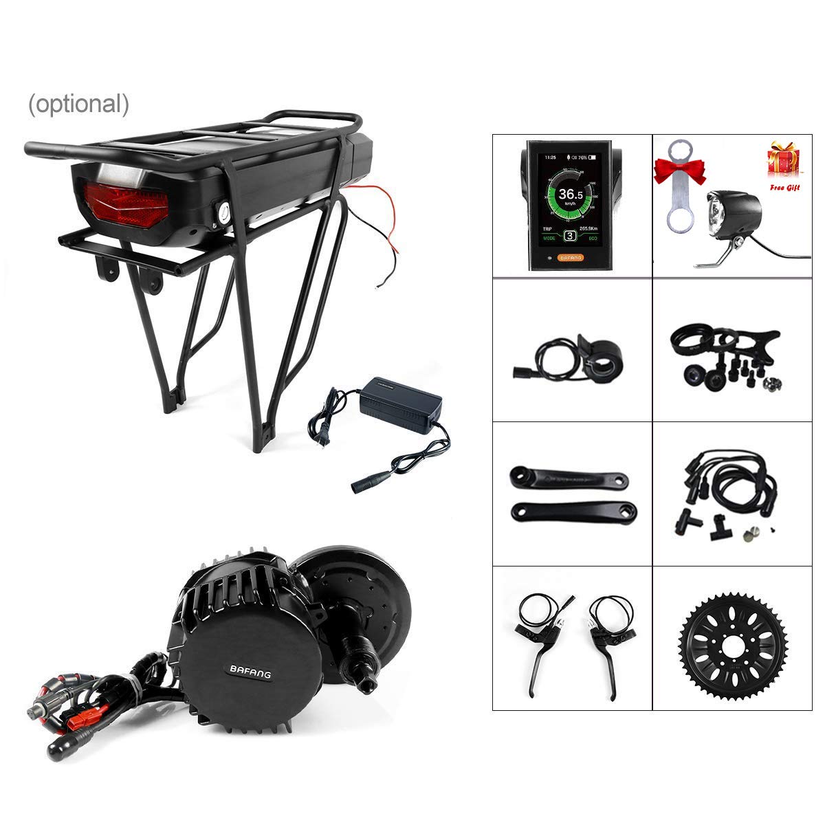 Buy Electric Bike 48V/52V 1000W Ebike Motor Kit BAFNAG Mid Drive Motor