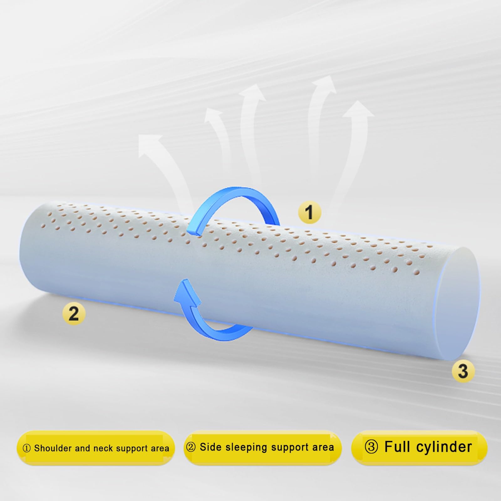 Nackenrolle Mit Bezug 60x10 Cm Kissenrolle Aus Memory Foam Multifunktionales Nackenkissen Rollen Kissen Zum Schlafen Im Liegen Und Zur Unterstützung Von Rücken Und Beinen for Bett Und Sofa(Light Blue,