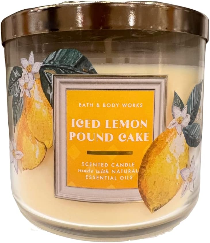 Bath & Body Works ICED Lemon Pound Cake 3-Wick Scented Candle - 2023 New Scent