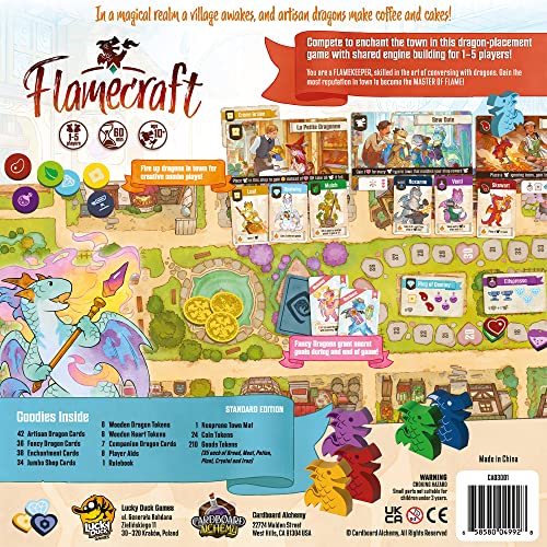Flamecraft Board Game | Strategy Game | Dragon Game | Fantasy Game | Fun Family Game For Kids And Adults | Ages 10+ | 1-5 Players | Average Playtime 60 Minutes | Made By Lucky Duck Games #TOP2
