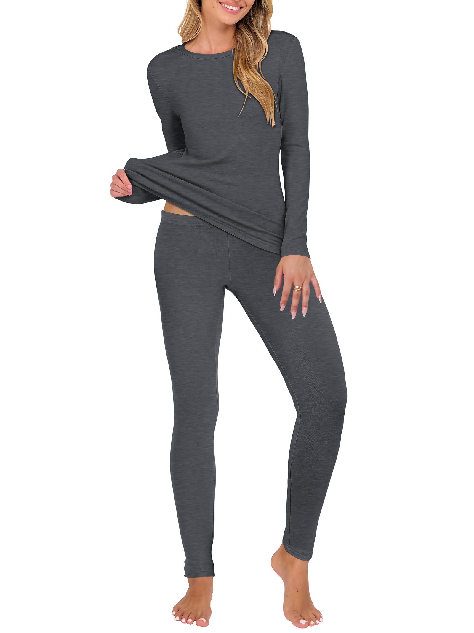 ANRABESS Women's Fleece Lined Long Johns Set