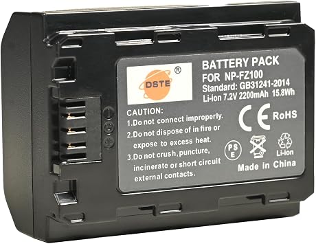DSTE NP-FZ100 Battery Compatible with Sony FX1, ZV-E1, a6600, A9, A9 II, A7R III, A7R IV, A7S III, A7 III, A7 IV, A7C, A1, FX3, FX30 Camera