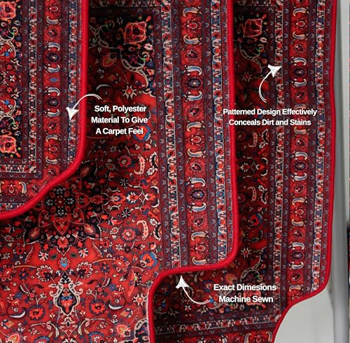 Image of CHIRON Premium Oriental Rug Look Floor Mat for Seltos (2026-Onwards) Custom Fitted, Luxury Foot Mats Compatible with Kia Seltos (2026-Onwards), Set of 5 Pcs, Washable, Classic RED