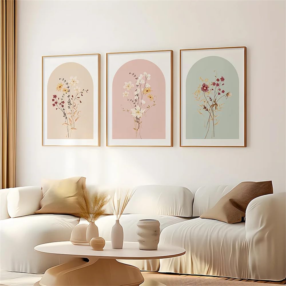 WBYZAC Botanical Posters-Abstract Boho Bouquet Minimalist Wall Art Neutral Watercolor Wildflowers Plants Poster Prints Home Bedroom Living Room Decor-60 * 70cm*3PCS (No Frame)