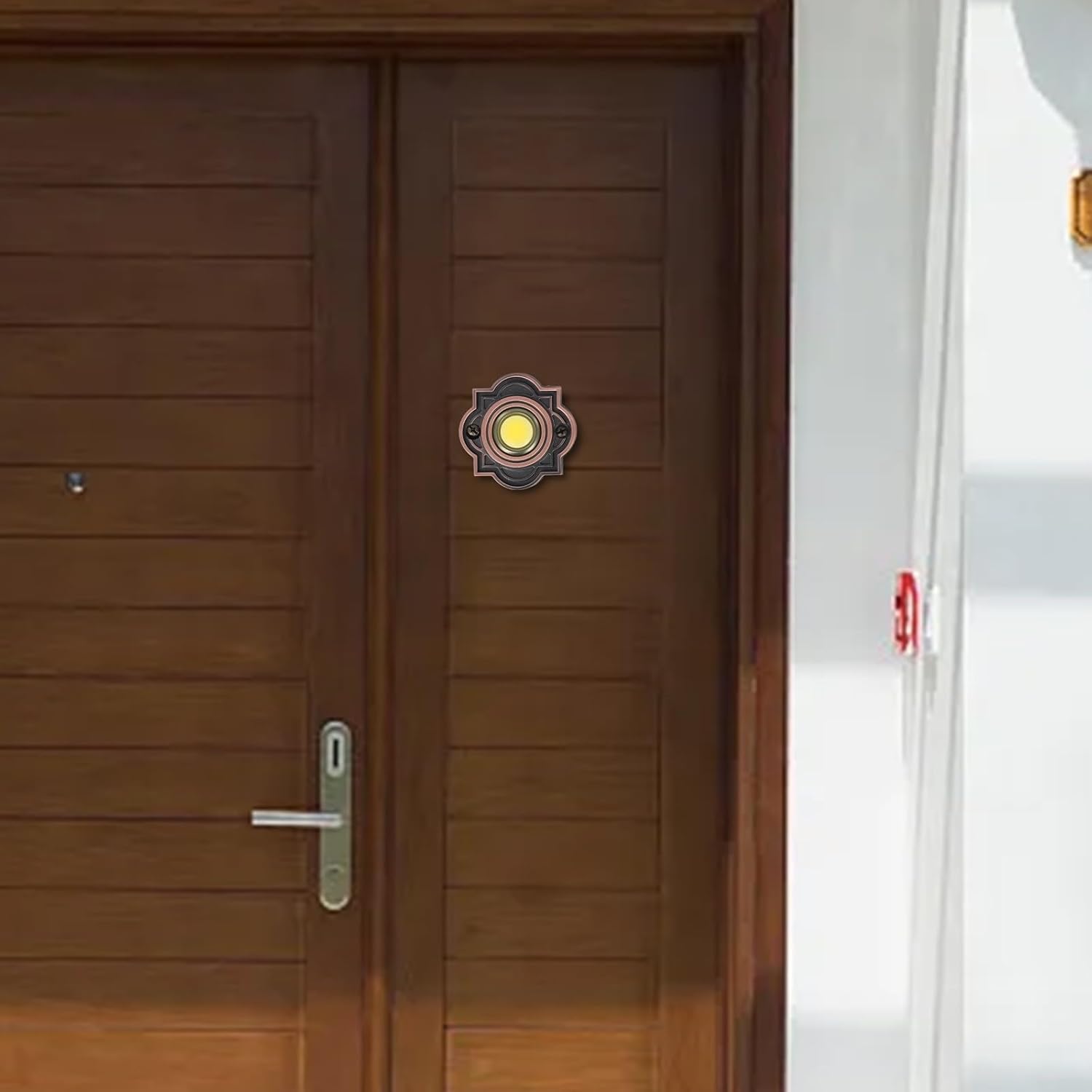 Metal Doorbell Push Button, Wired Doorbell Button Replacement, 12-24V Illuminated Weatherproof Door Bell Switch for Front Door, Compatible with Most Wired Doorbell Systems