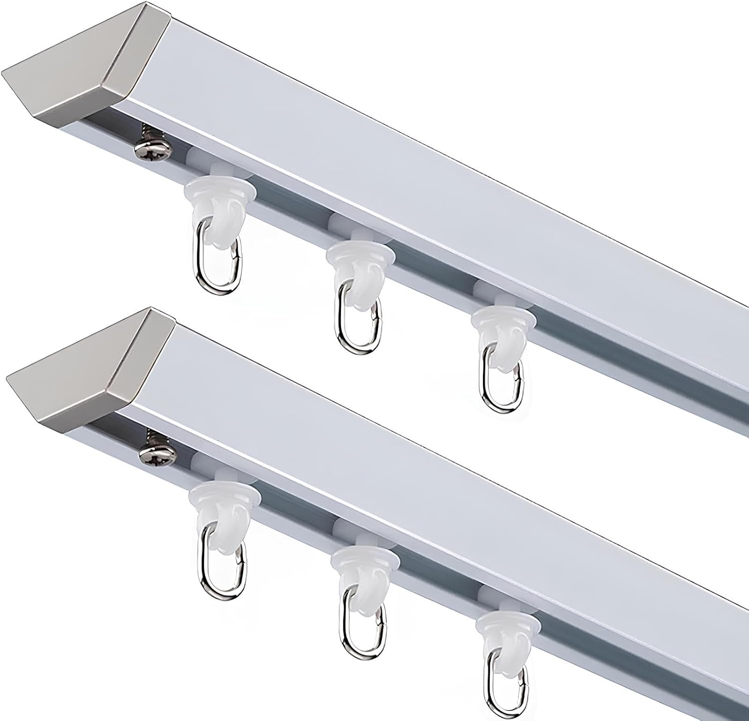 Ceiling Curtain Track with Roller, Aluminum Curtain Rail Set for Room Divider Privacy, Single Curtain Rods for Apartments, Hospital, RV